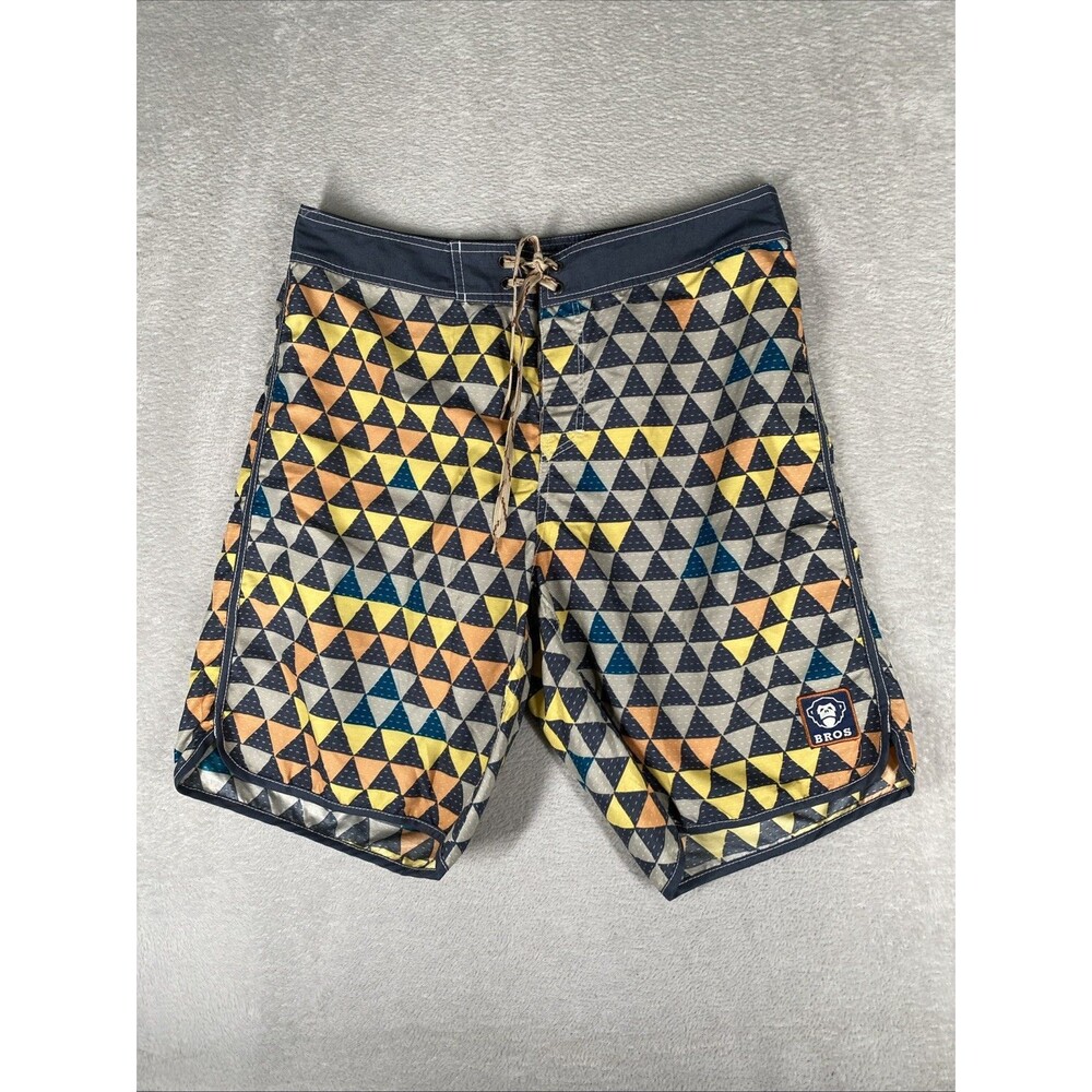 Howler Brothers Board Shorts Mens 33 Devil's Triangle GrayBlue SwimTrunk Unlined